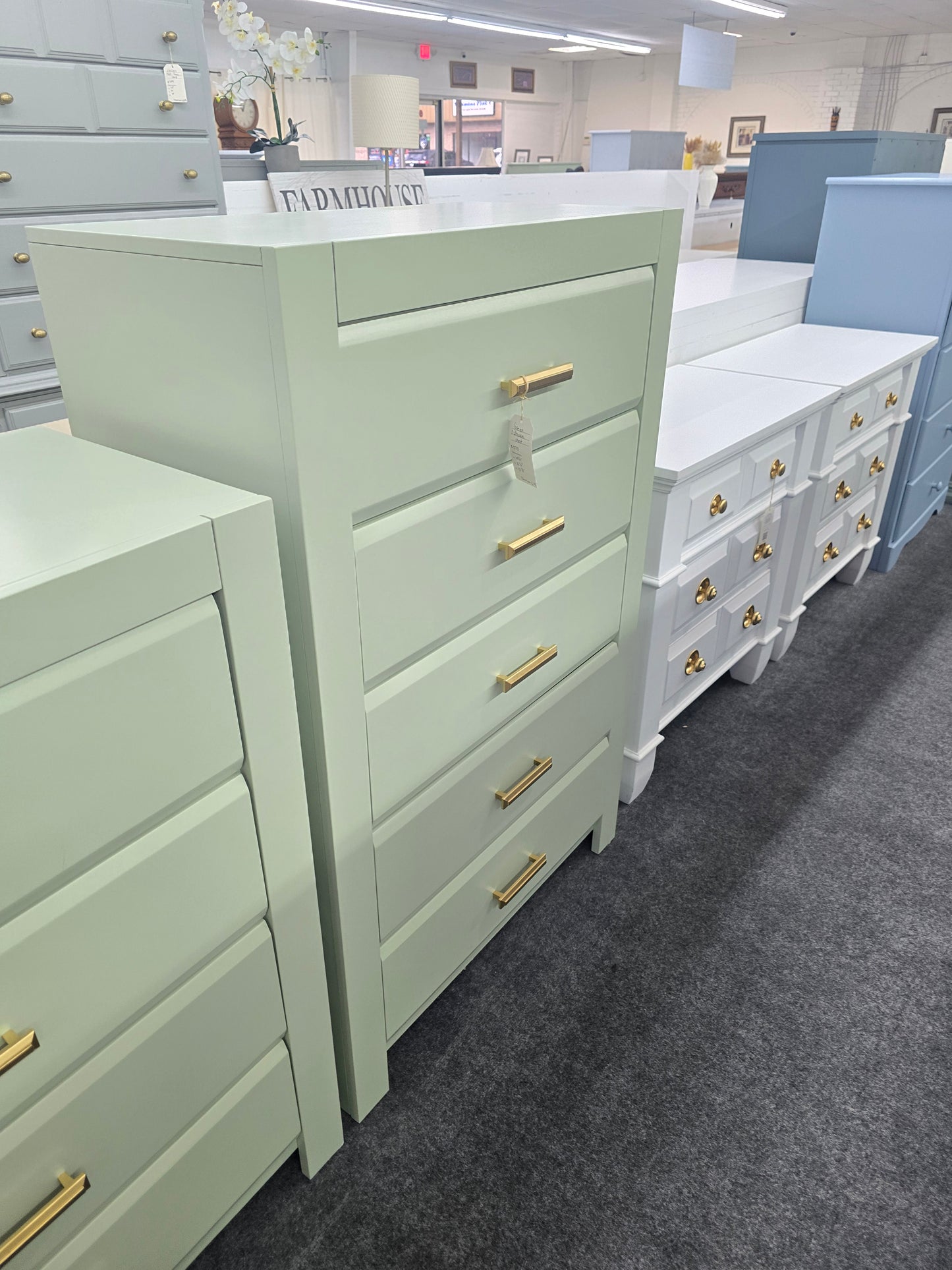 Classic 5 drawers green chest