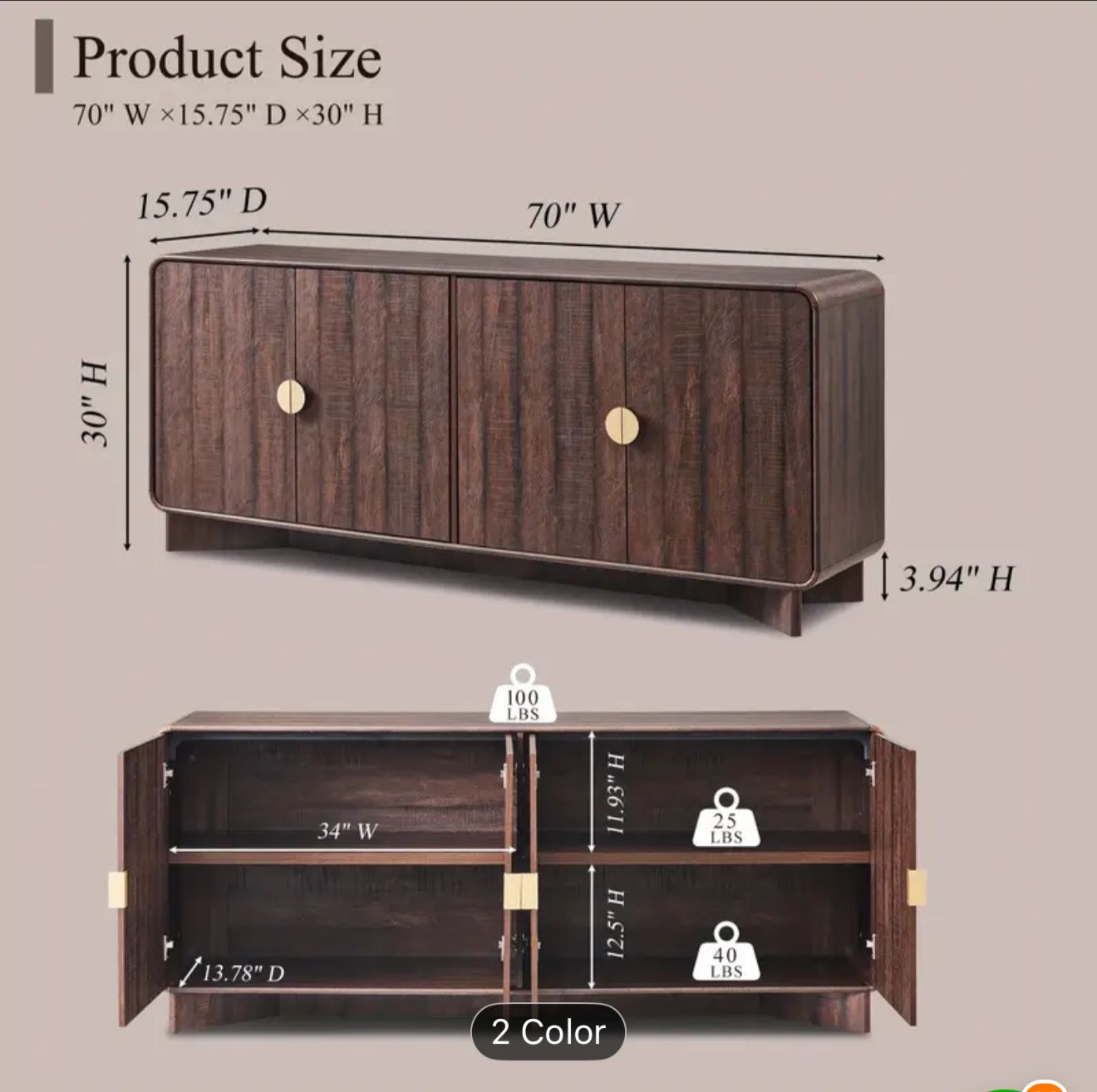 70" TV stand - light natural wood- new