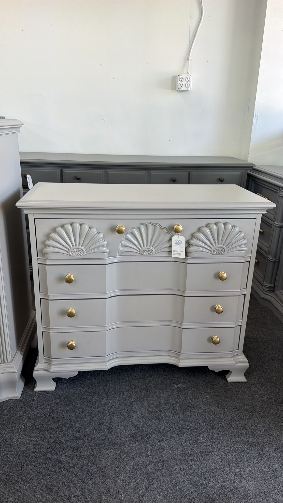 American drew gray vintage dresser