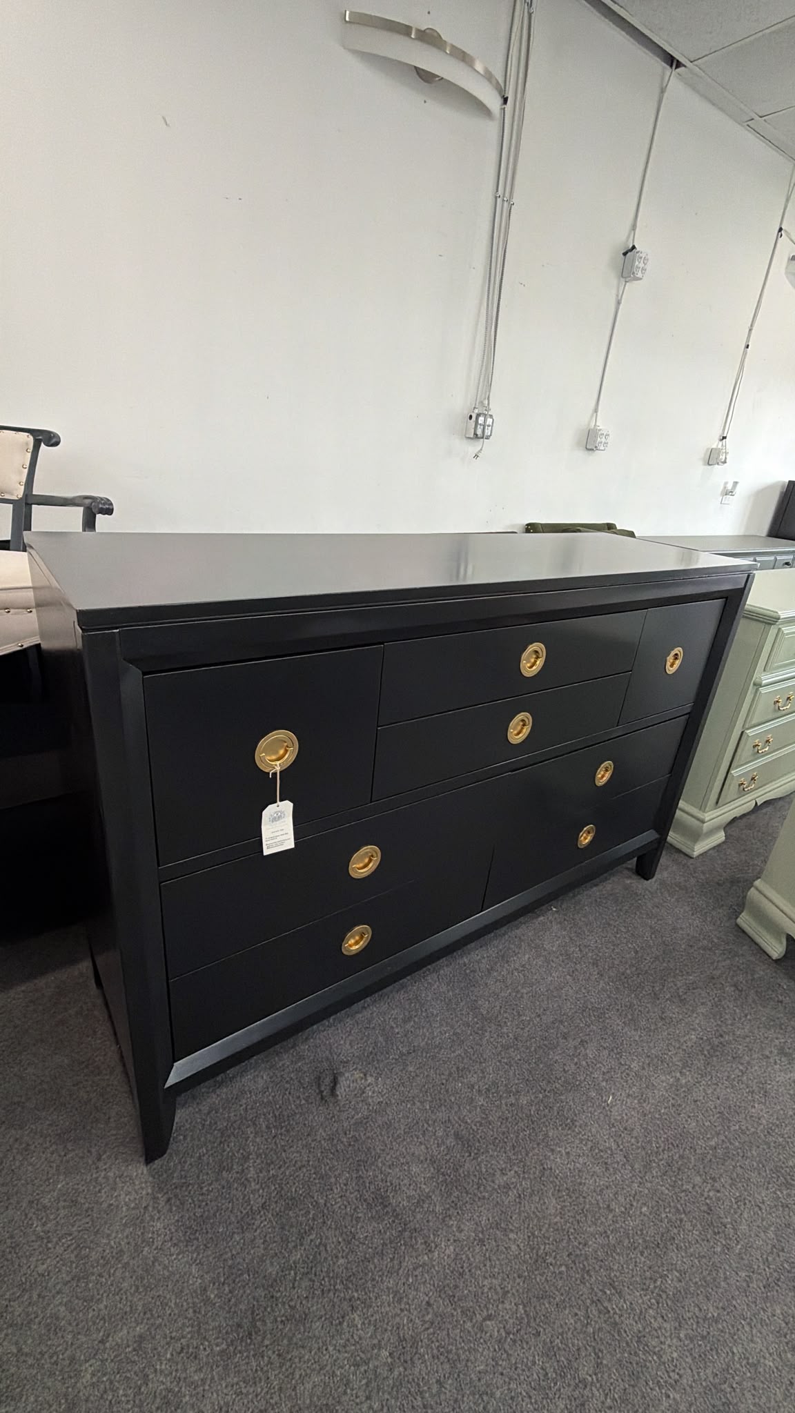 Pulaski black lacquered dresser