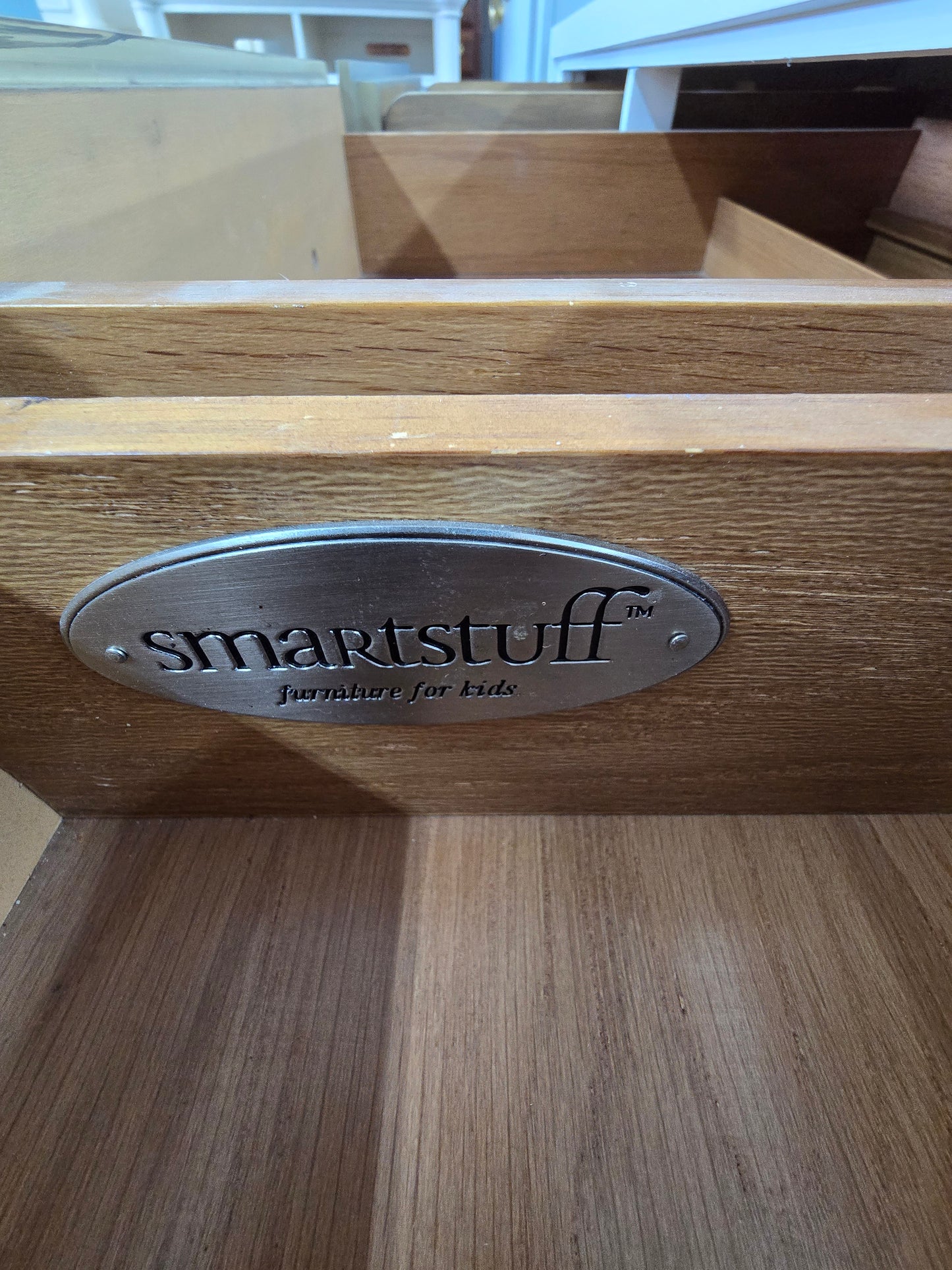 Smartstuff white lacquered dresser and natural wood drawers