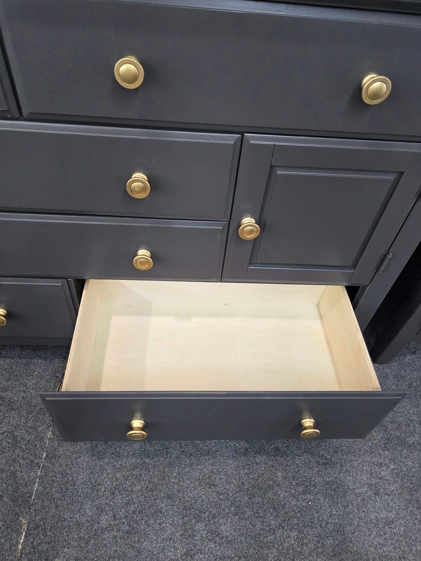 Graphite 6 drawers 2 doors big dresser