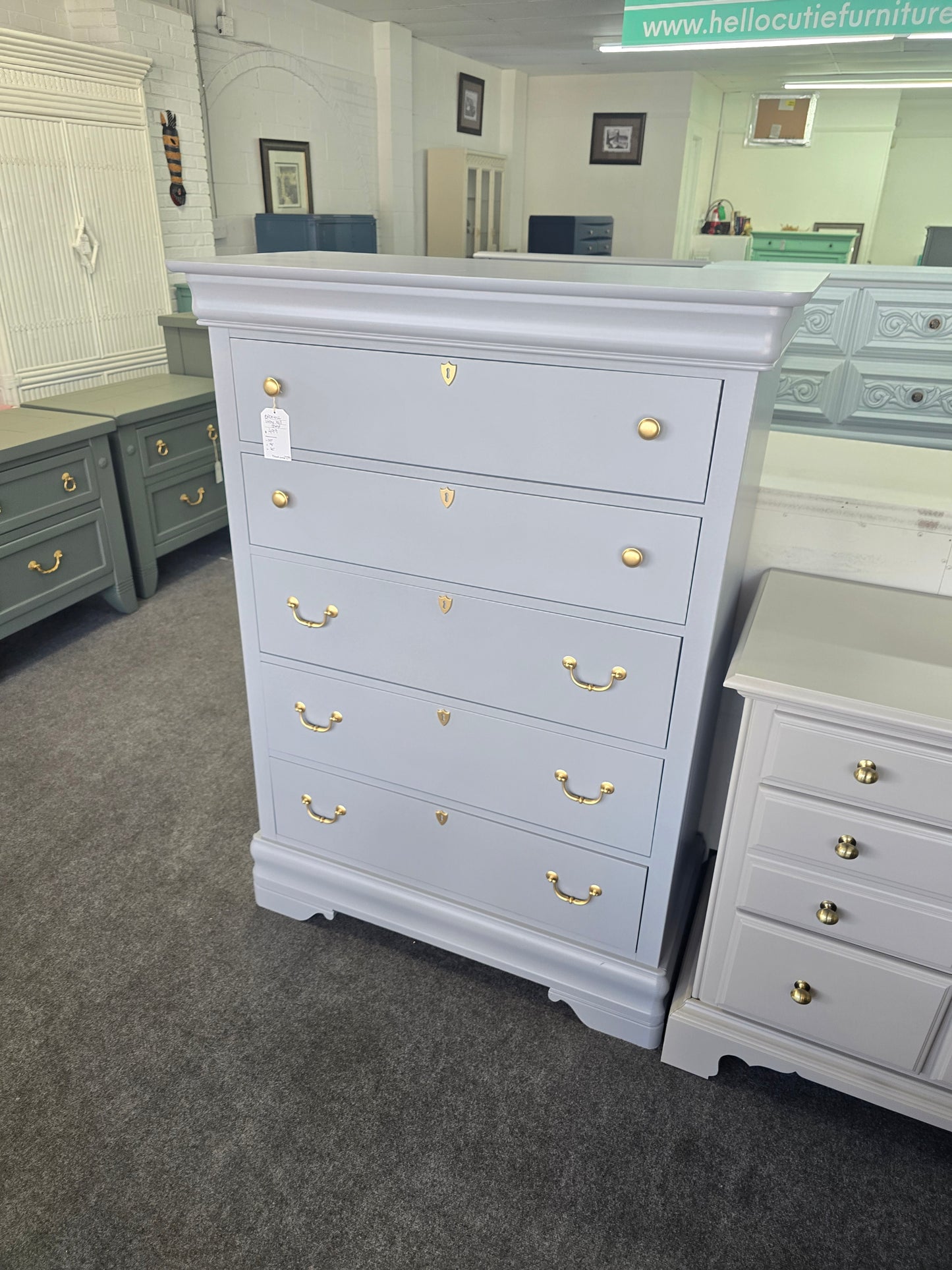 Broyhill tall gray chest