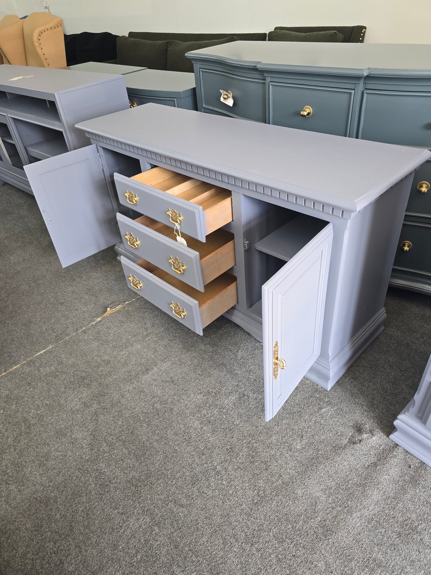 Vintage blue gray cabinet