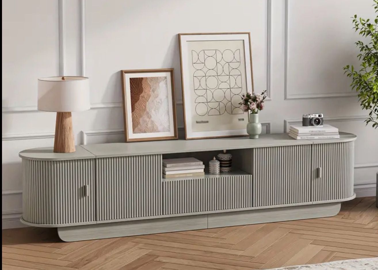 Fluted MCM Tv stand - new