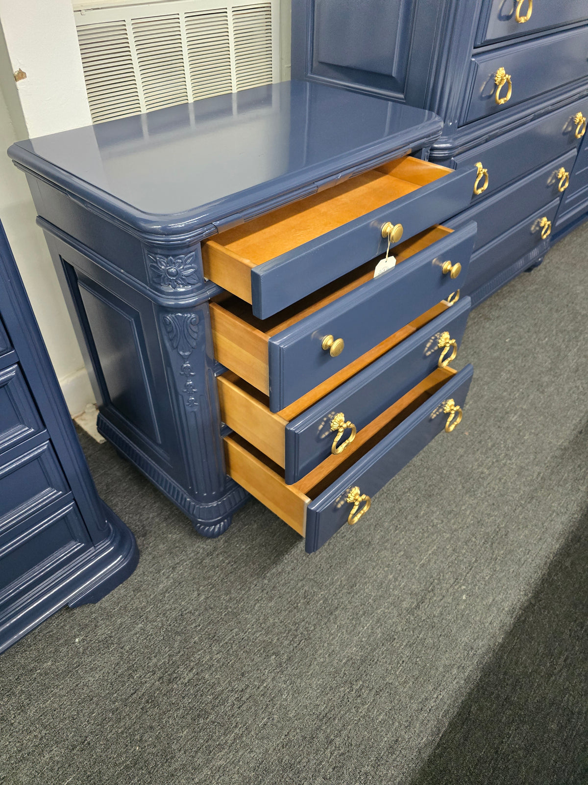 Laura Ashley blue Lacquered nightstand