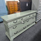 Green lacquered 7 drawers dresser