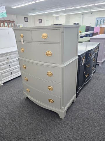 Solid wood gray bowfront chest