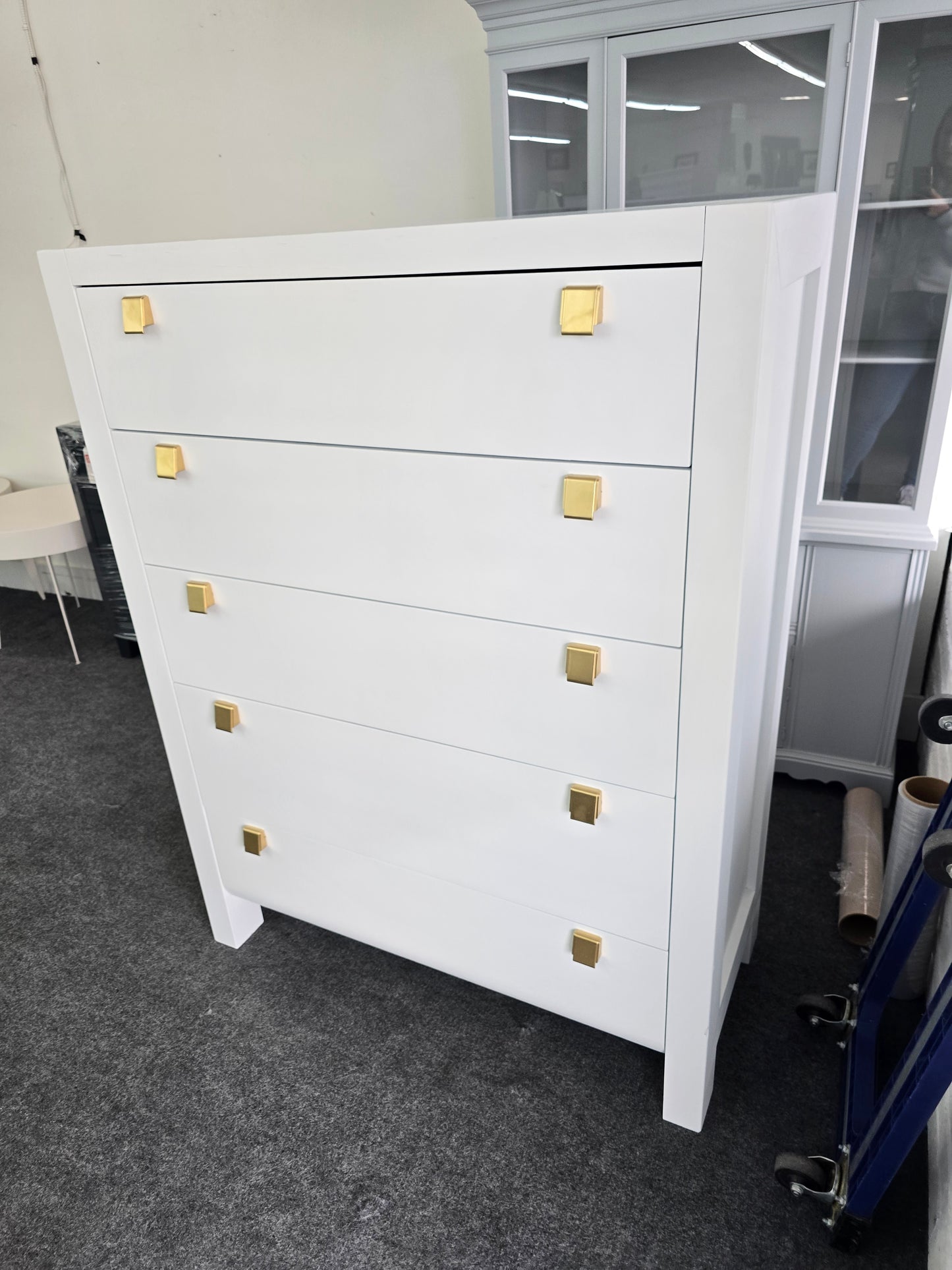 White tall modern chest