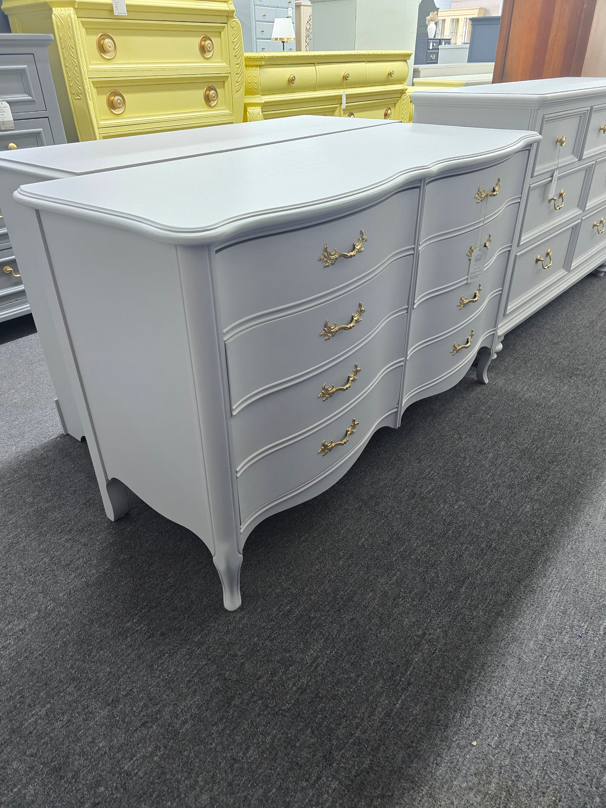 Dixie light gray french provincial dresser