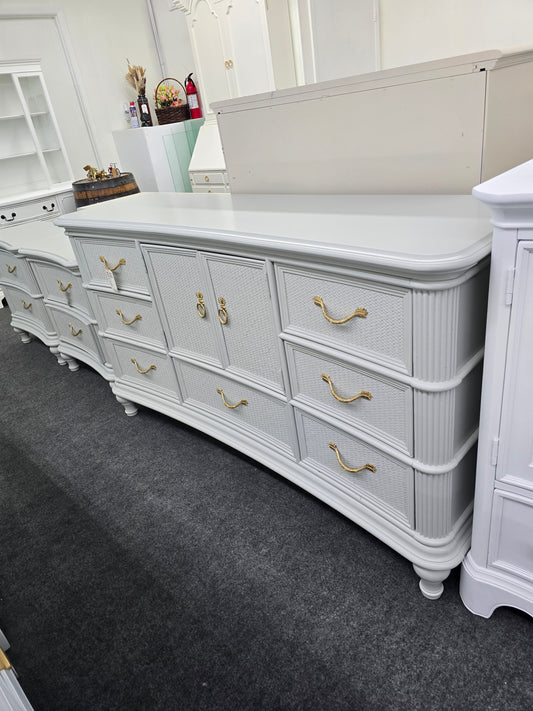 Kathy Ireland rattan gray dresser