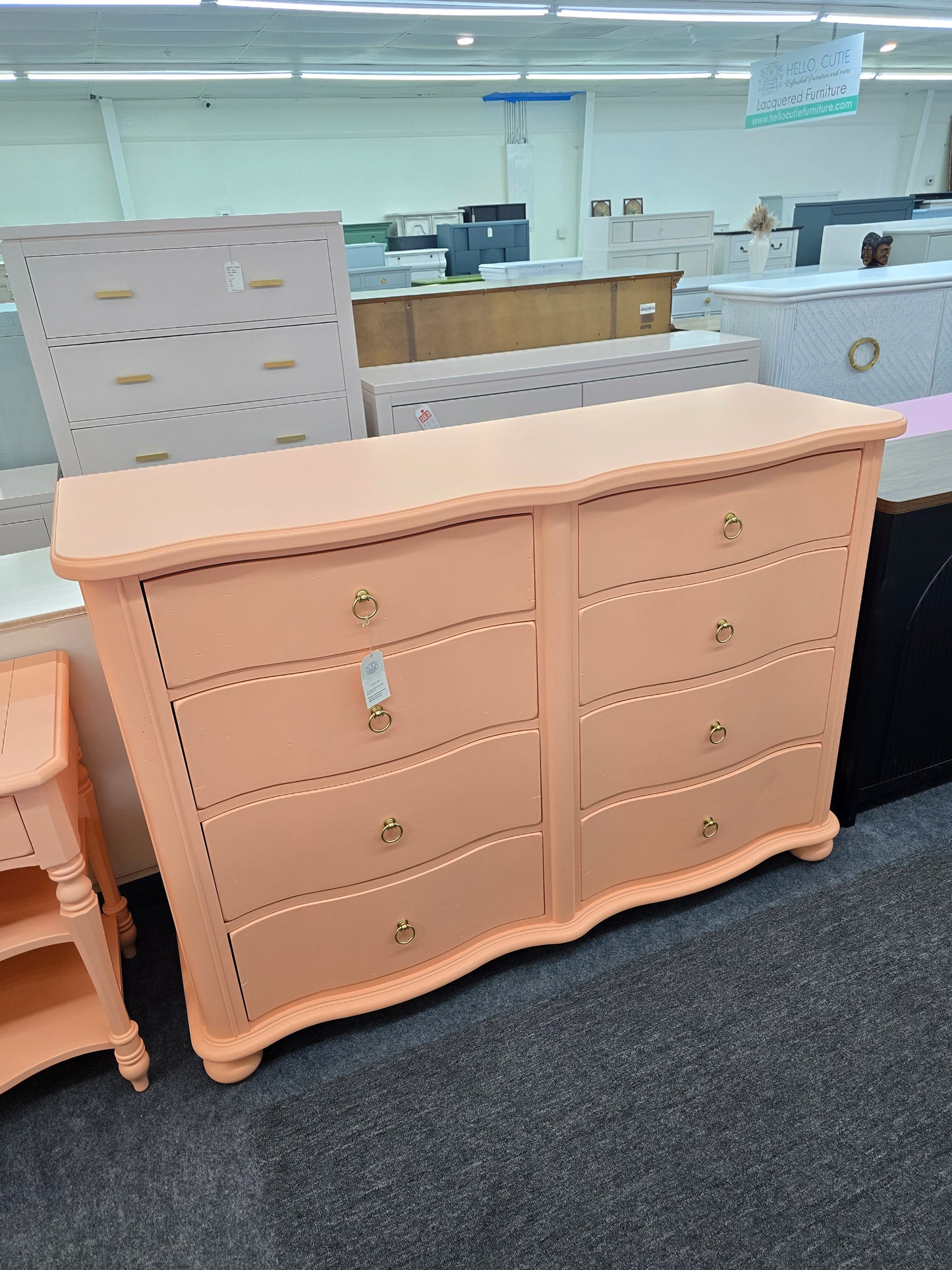 Stanley soft orange lacquered dresser