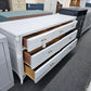 Solid wood and rattan white dresser