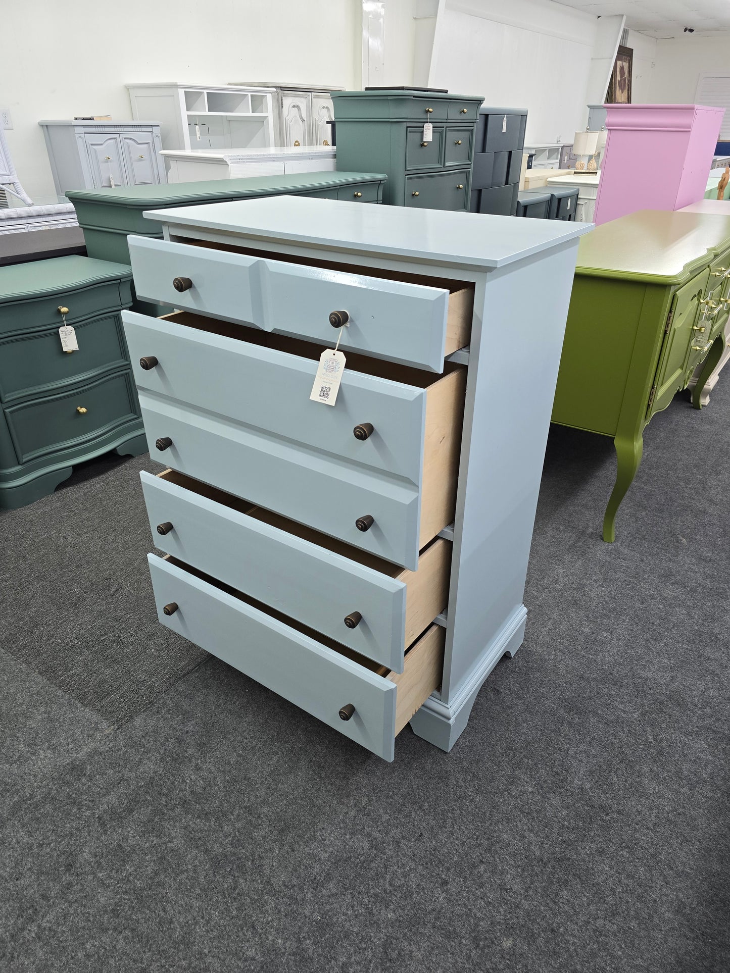 Vaughan Bassett lacquered blue chest