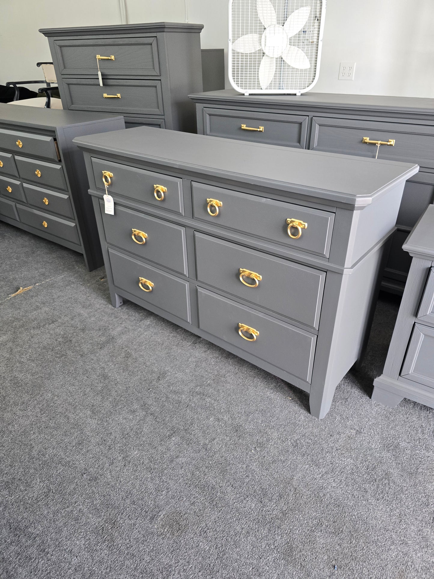 Dark Gray 6 drawers dresser