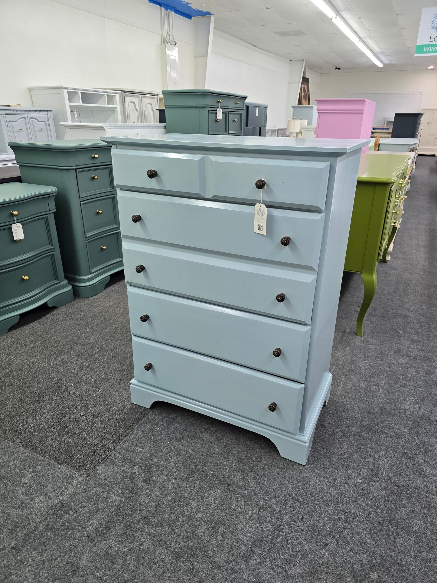 Vaughan Bassett lacquered blue chest