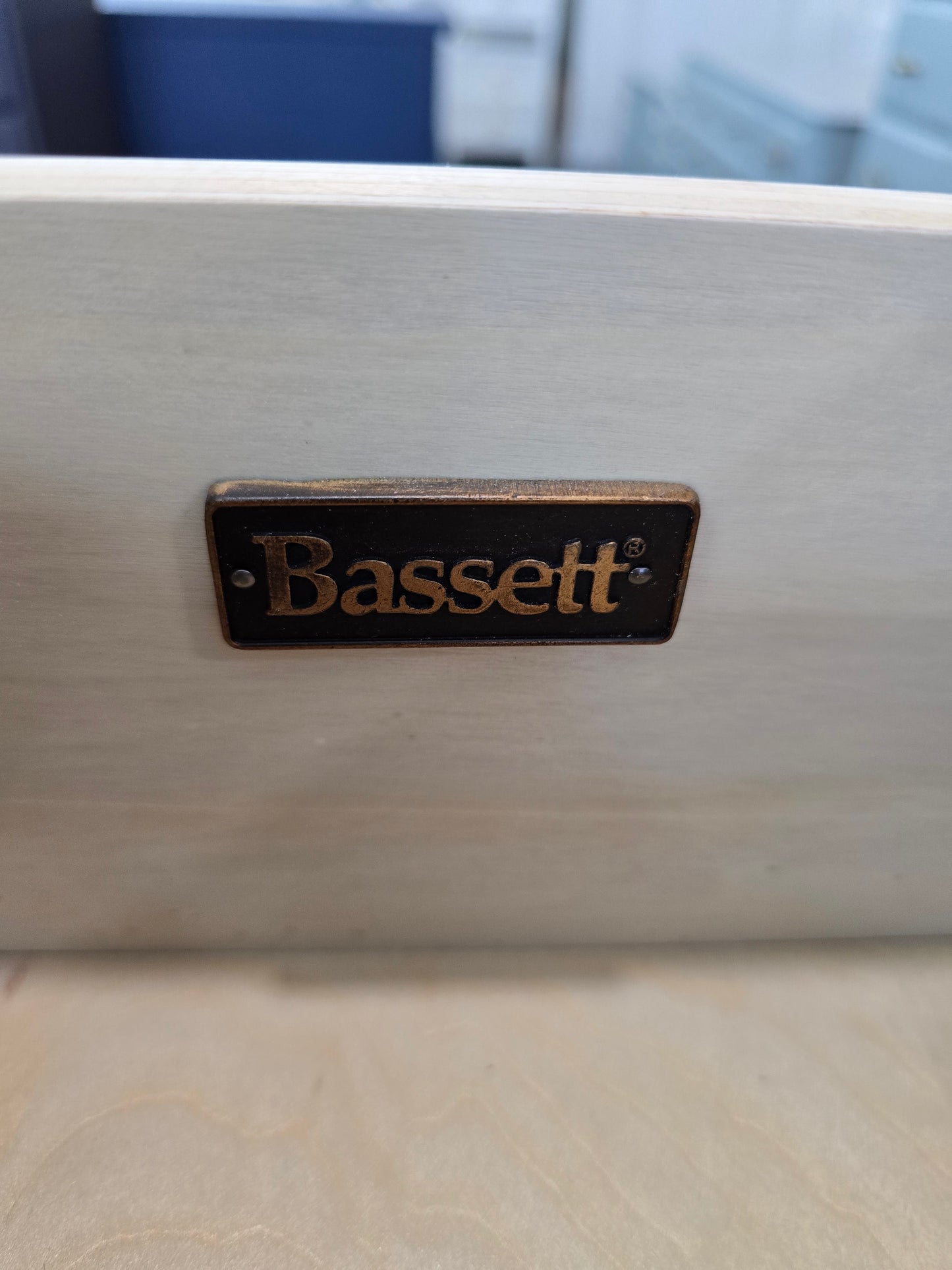 Bassett lacquered icy colored dresser