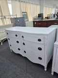 Solid wood white Distressed bow front dresser