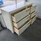 Non symmetrical cream lacquered 6 drawers dresser