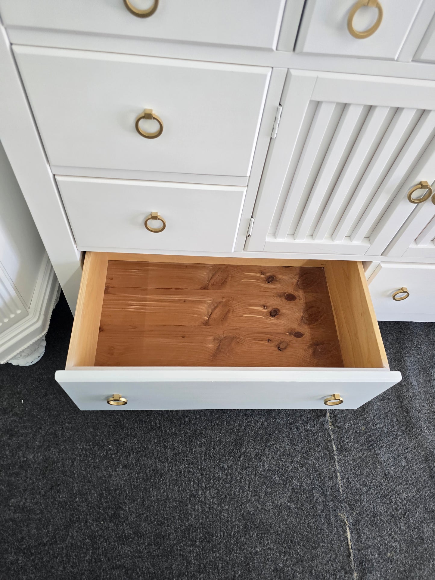 American signature white lacquered dresser