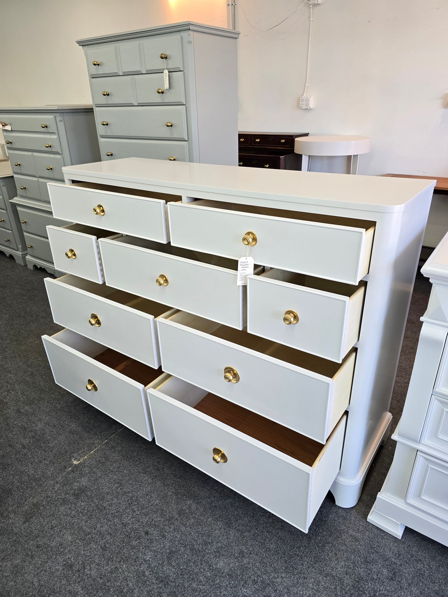 Bassett lacquered icy colored dresser