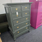 5 drawers green lacquered chest