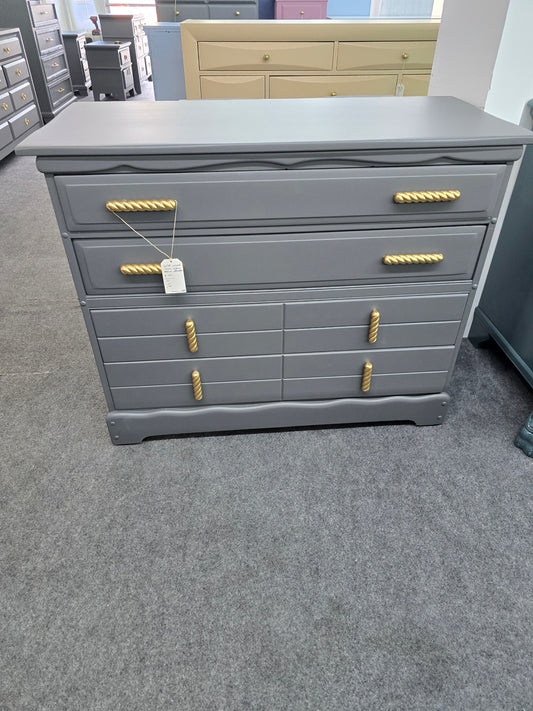 Solid wood 4 drawers dark gray dresser