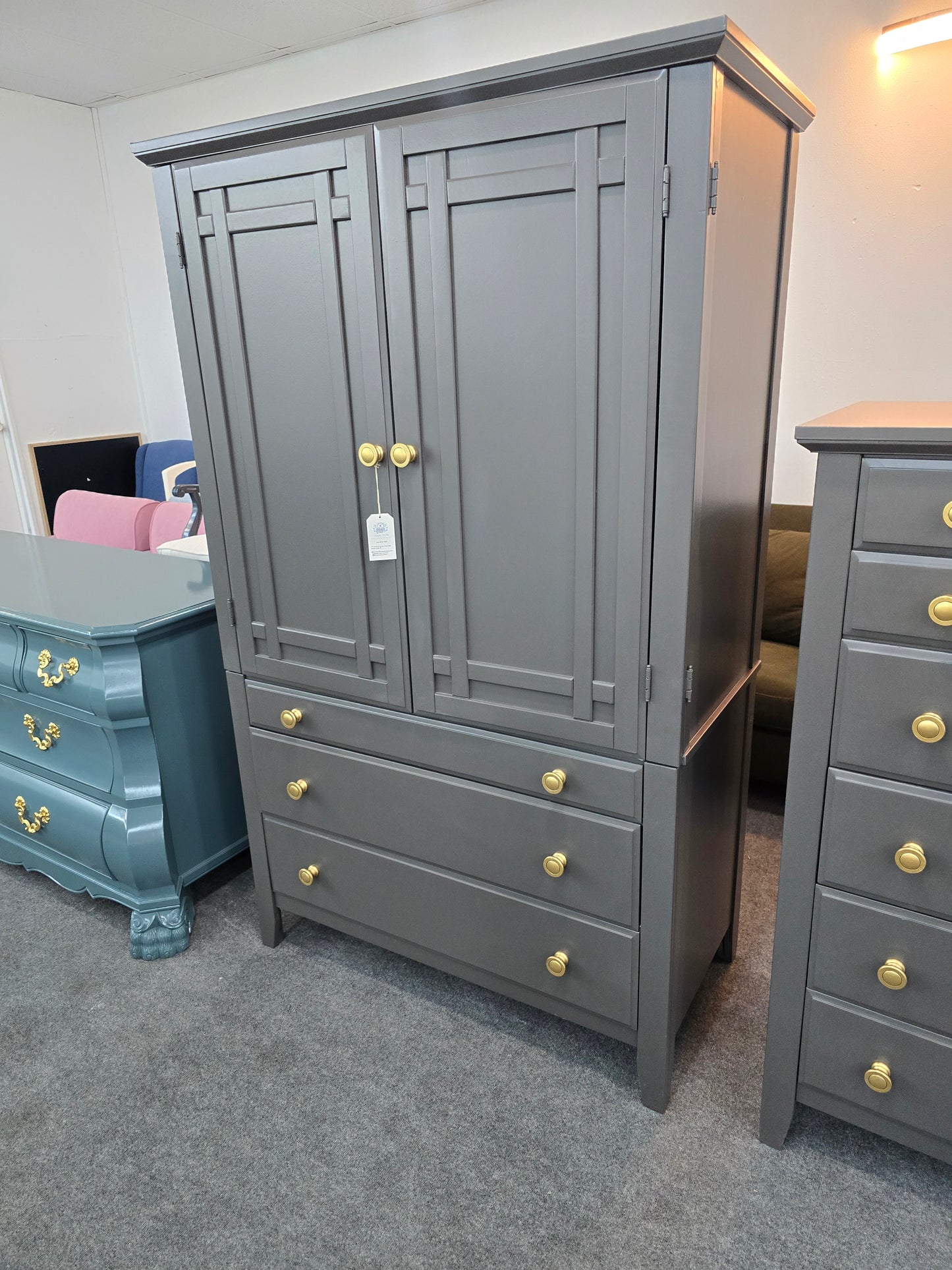 Graphite tall armoire