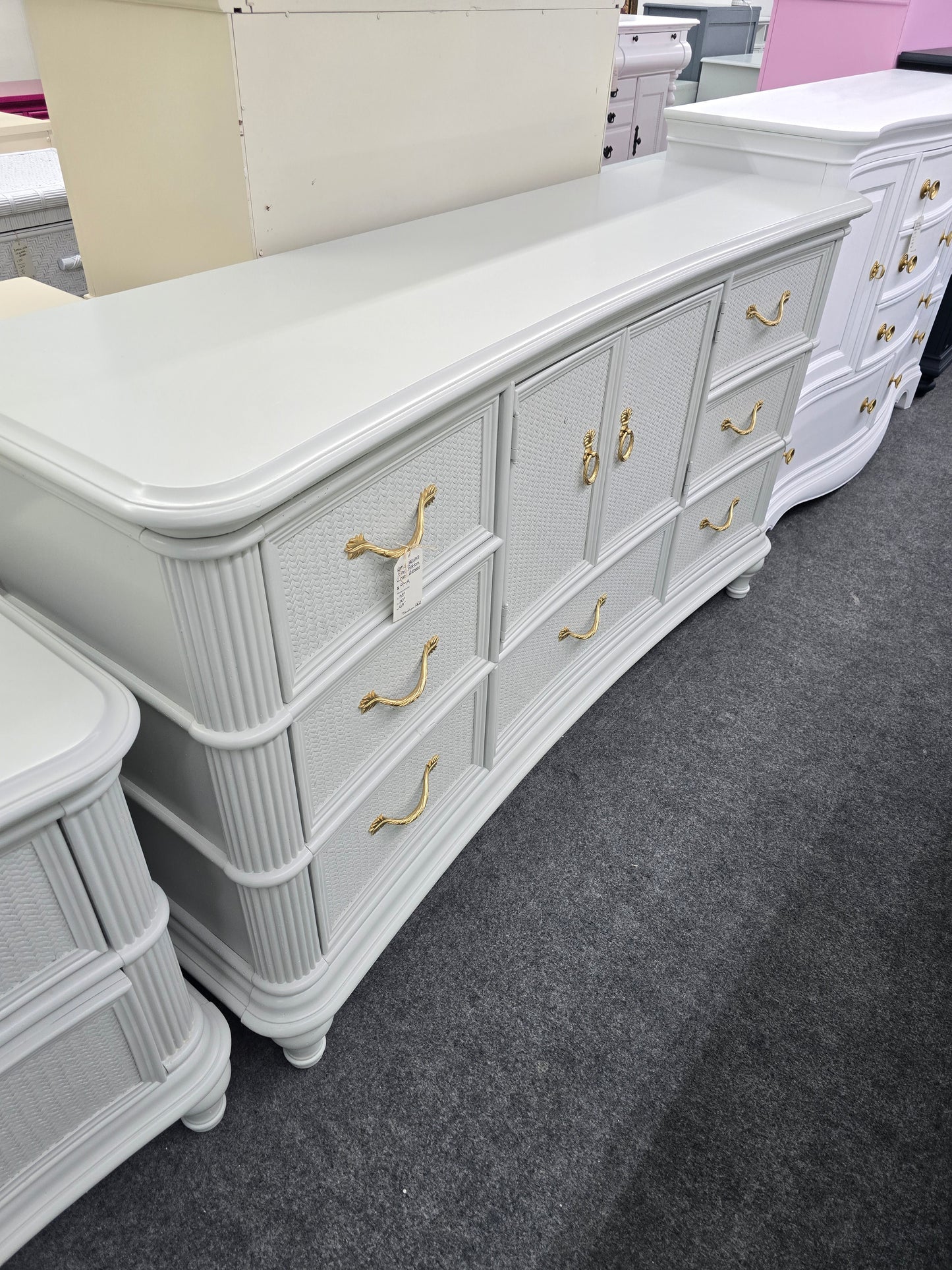 Kathy Ireland rattan gray dresser