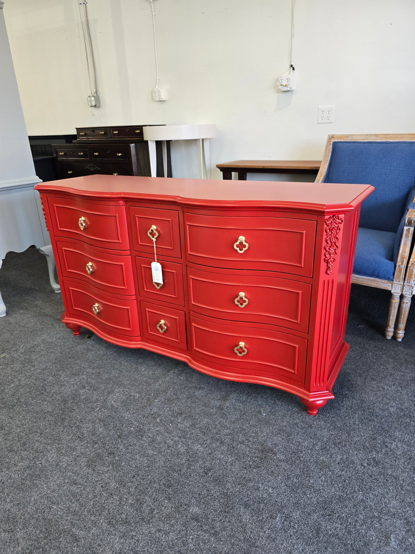Gorgeous 9 drawers red dresser