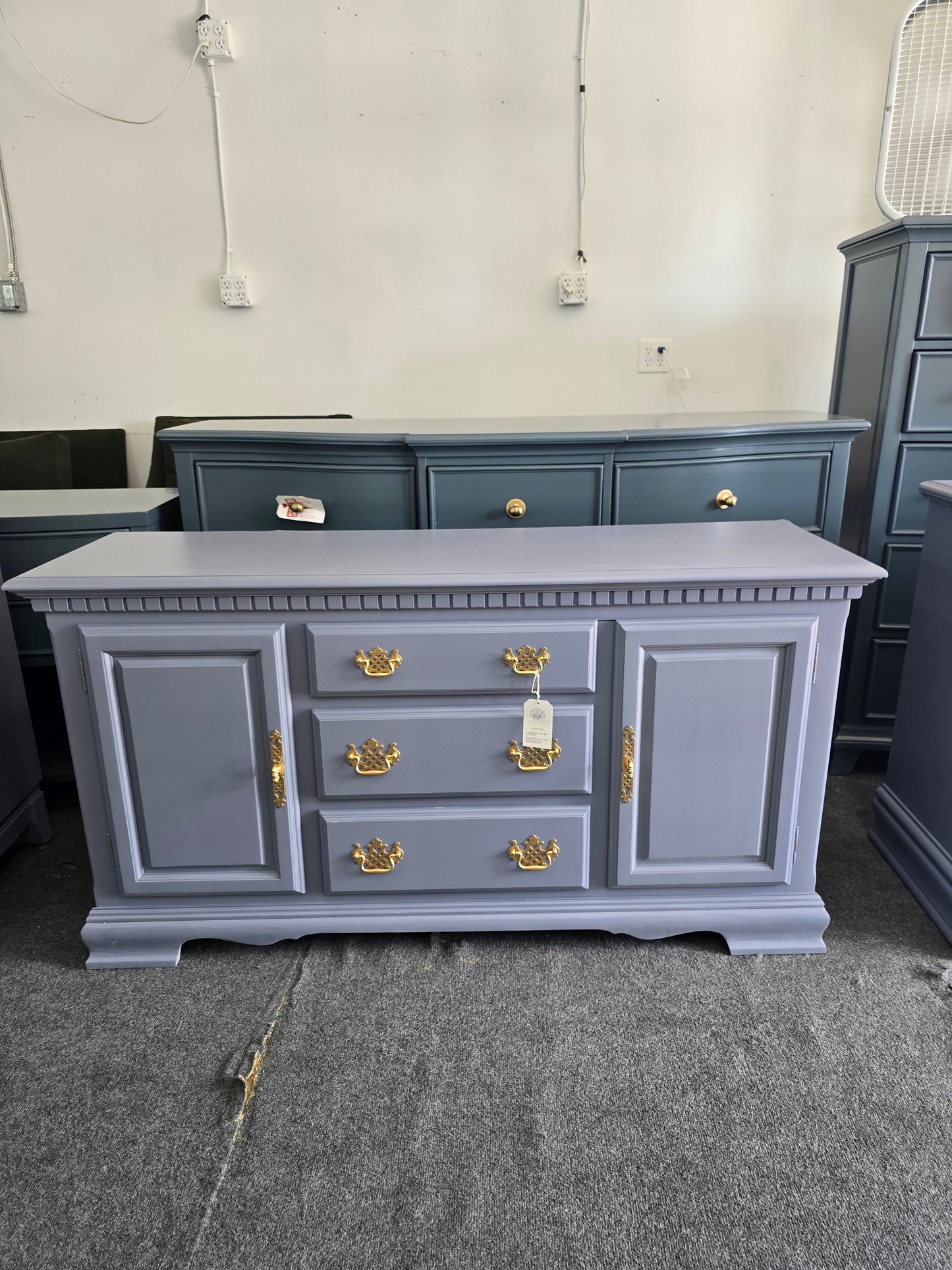 Vintage blue gray cabinet