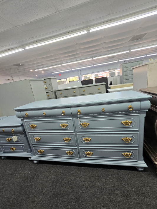Solid wood cute blue dresser