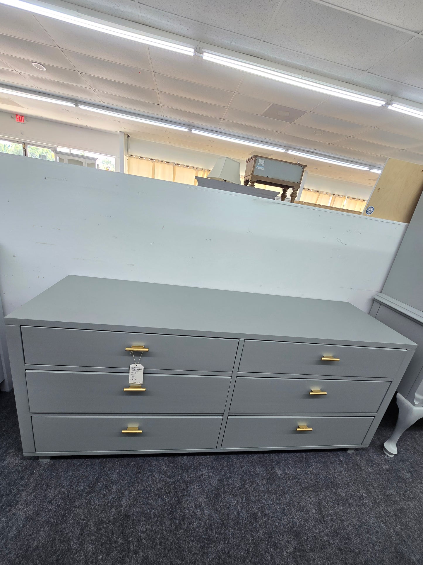 Solid wood green 6 drawers dresser