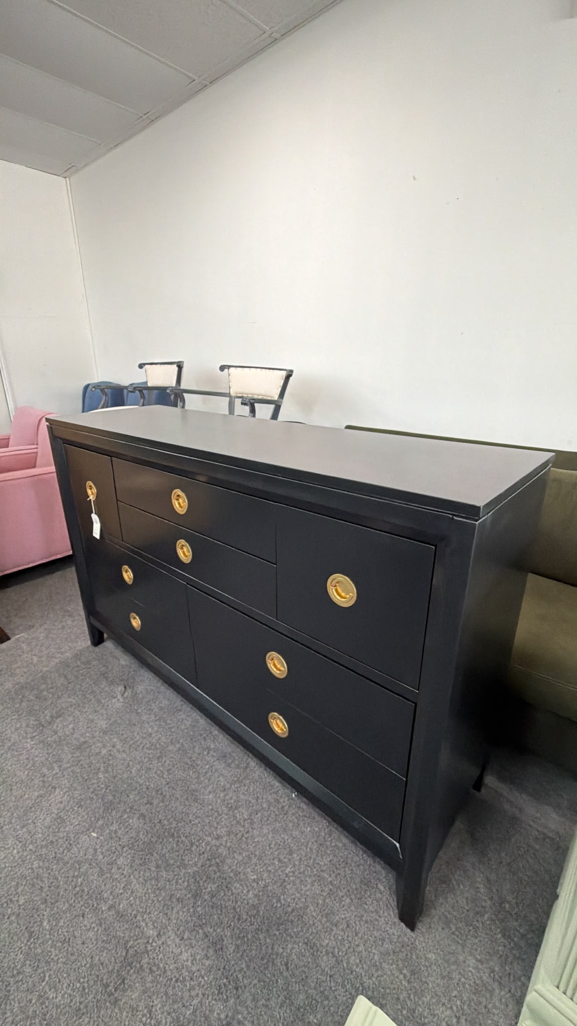 Pulaski black lacquered dresser