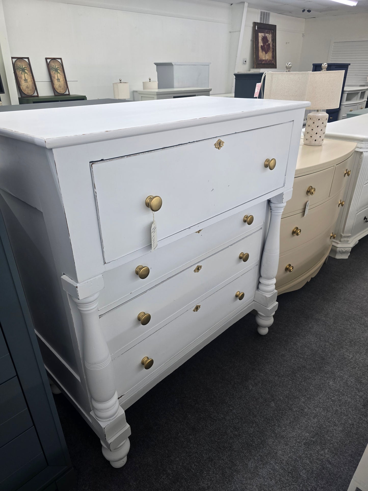 Solid wood antique white Distressed chest