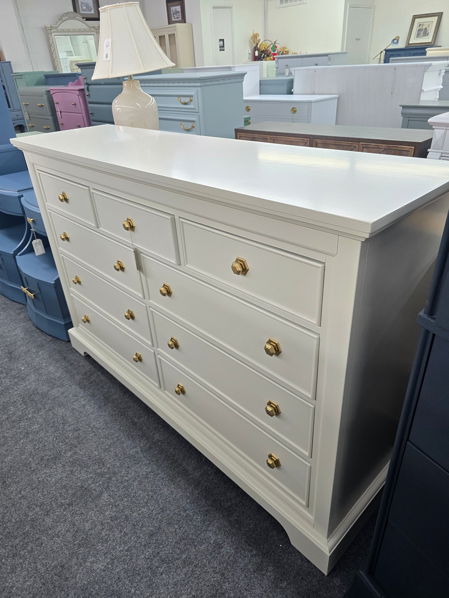 9 drawers off white dresser