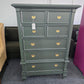 5 drawers green lacquered chest