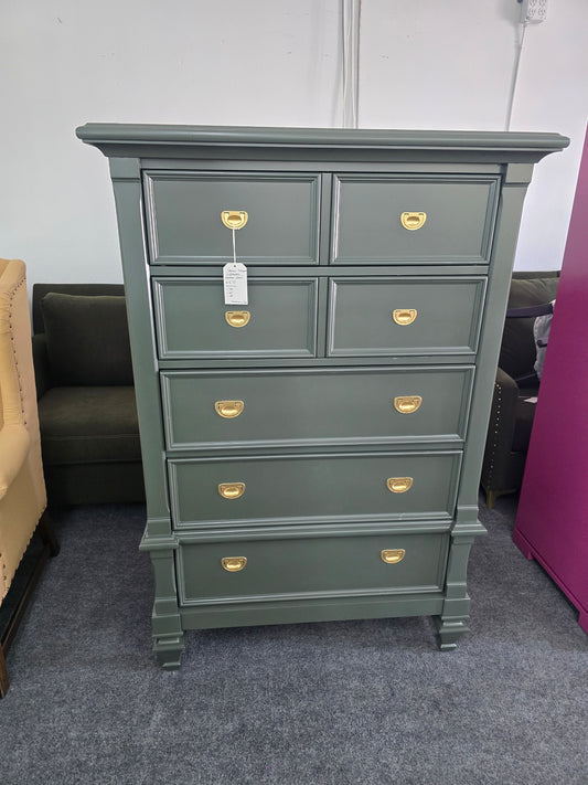 5 drawers green lacquered chest