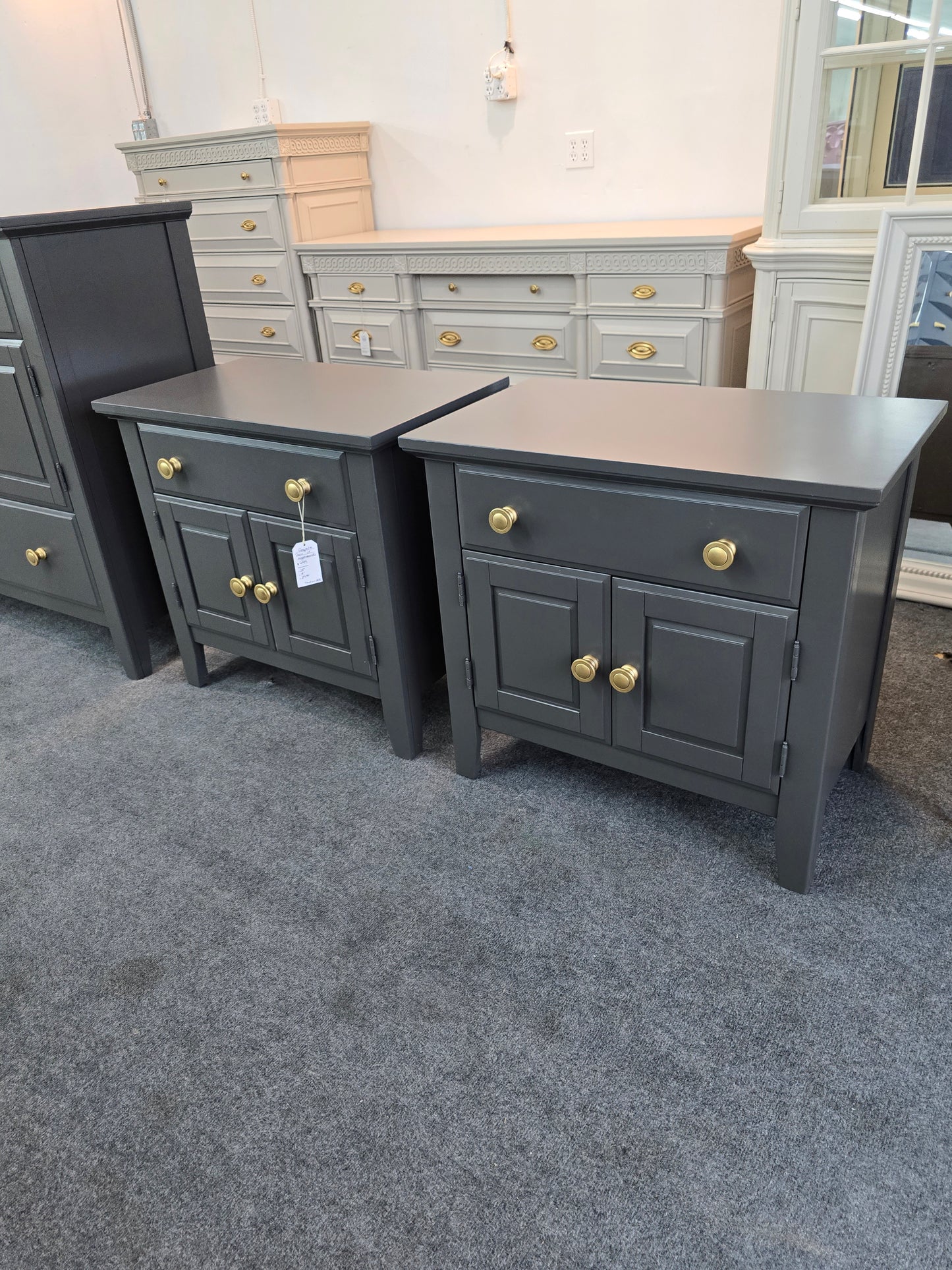 Graphite pair of nightstands