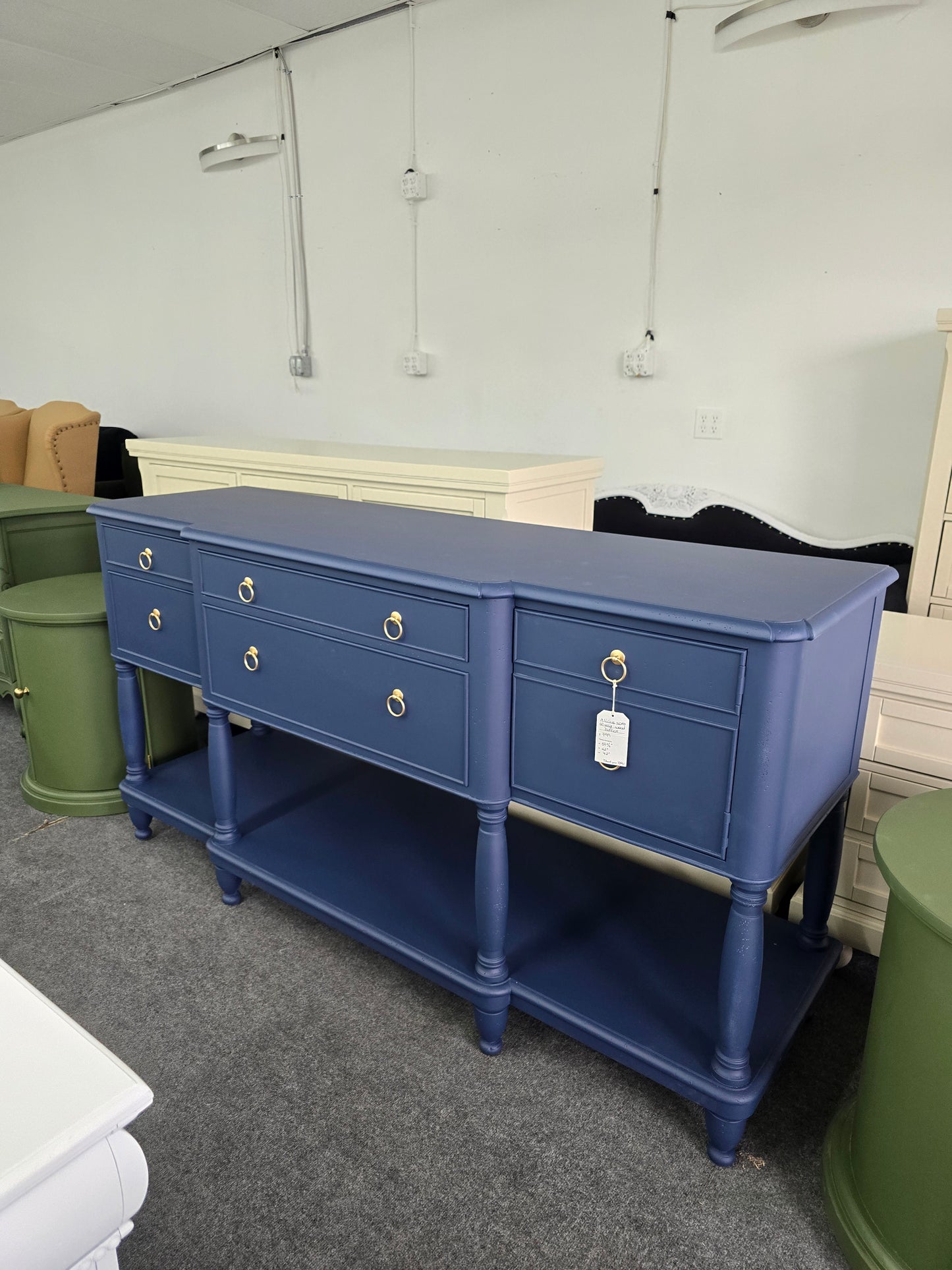 Solid wood navy blue buffet