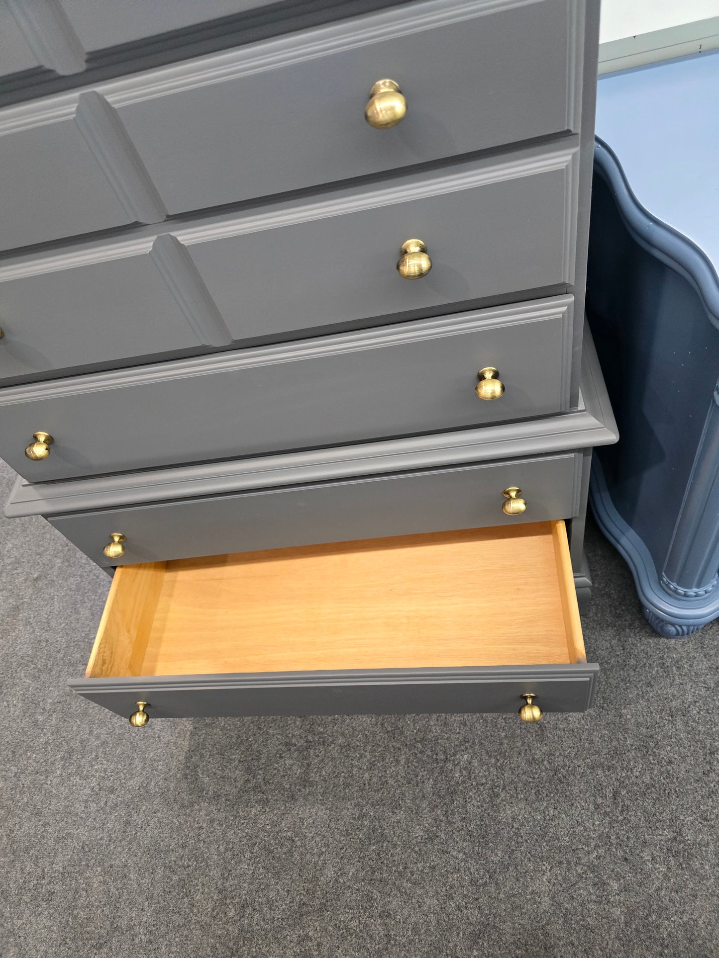 Solid wood dark gray chest