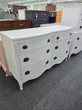 Solid wood white Distressed bow front dresser