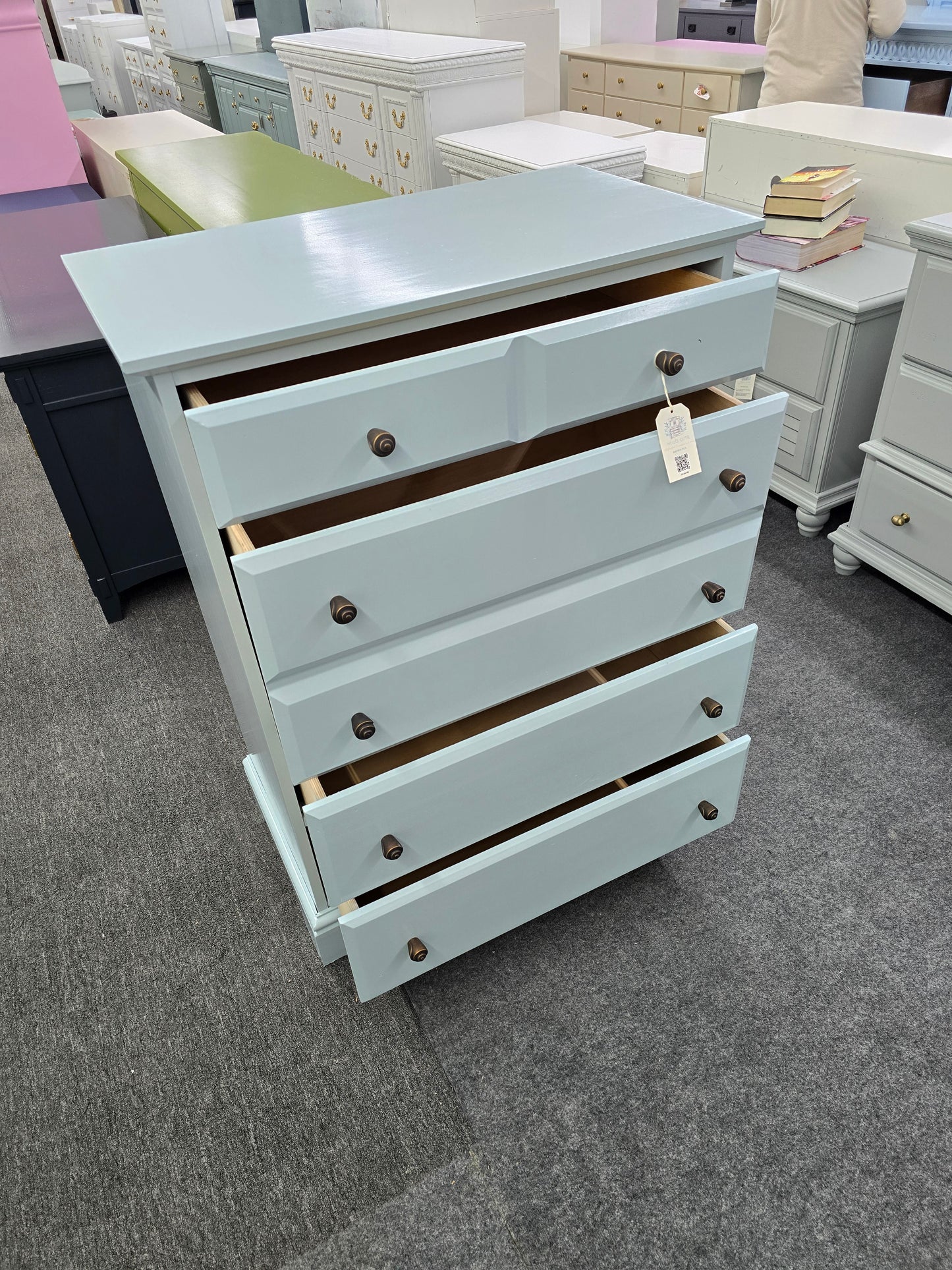 Vaughan Bassett lacquered blue chest