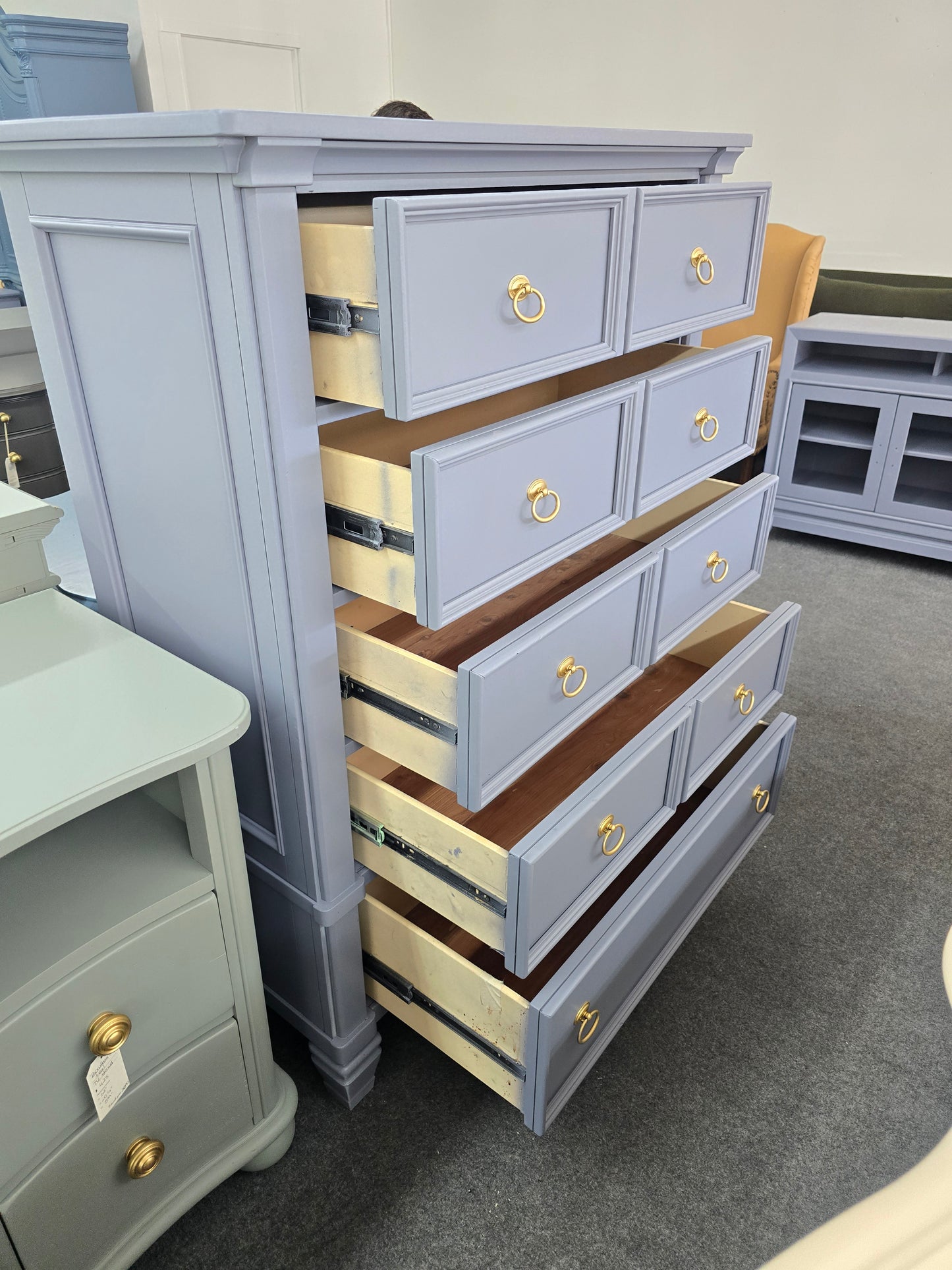 Blue gray tall chest