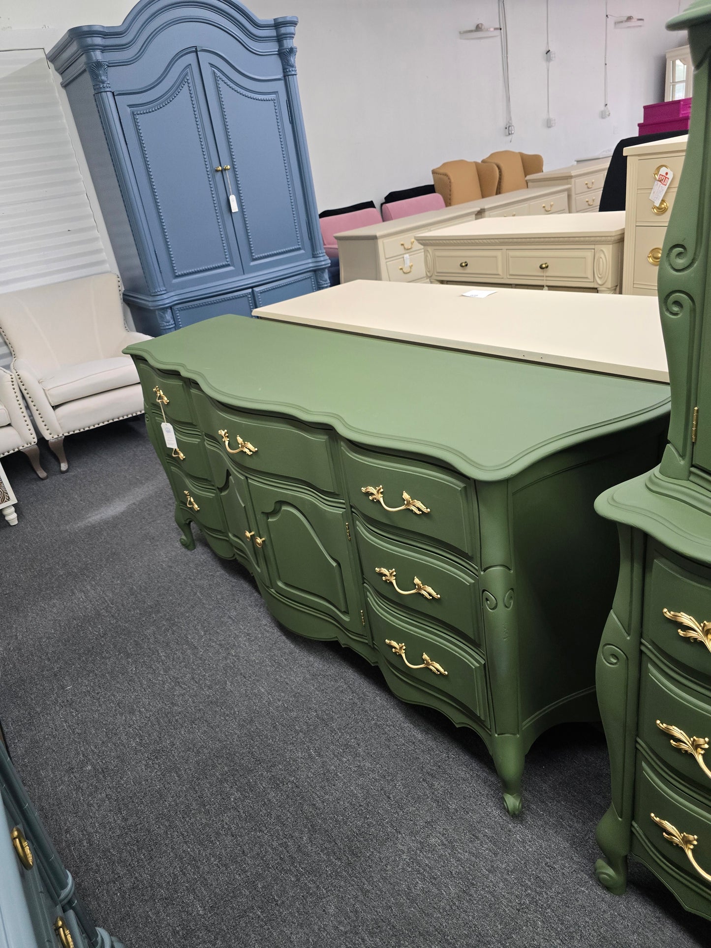 Secret garden green french provincial dresser