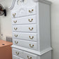 Vintage white lacquered bonnet chest