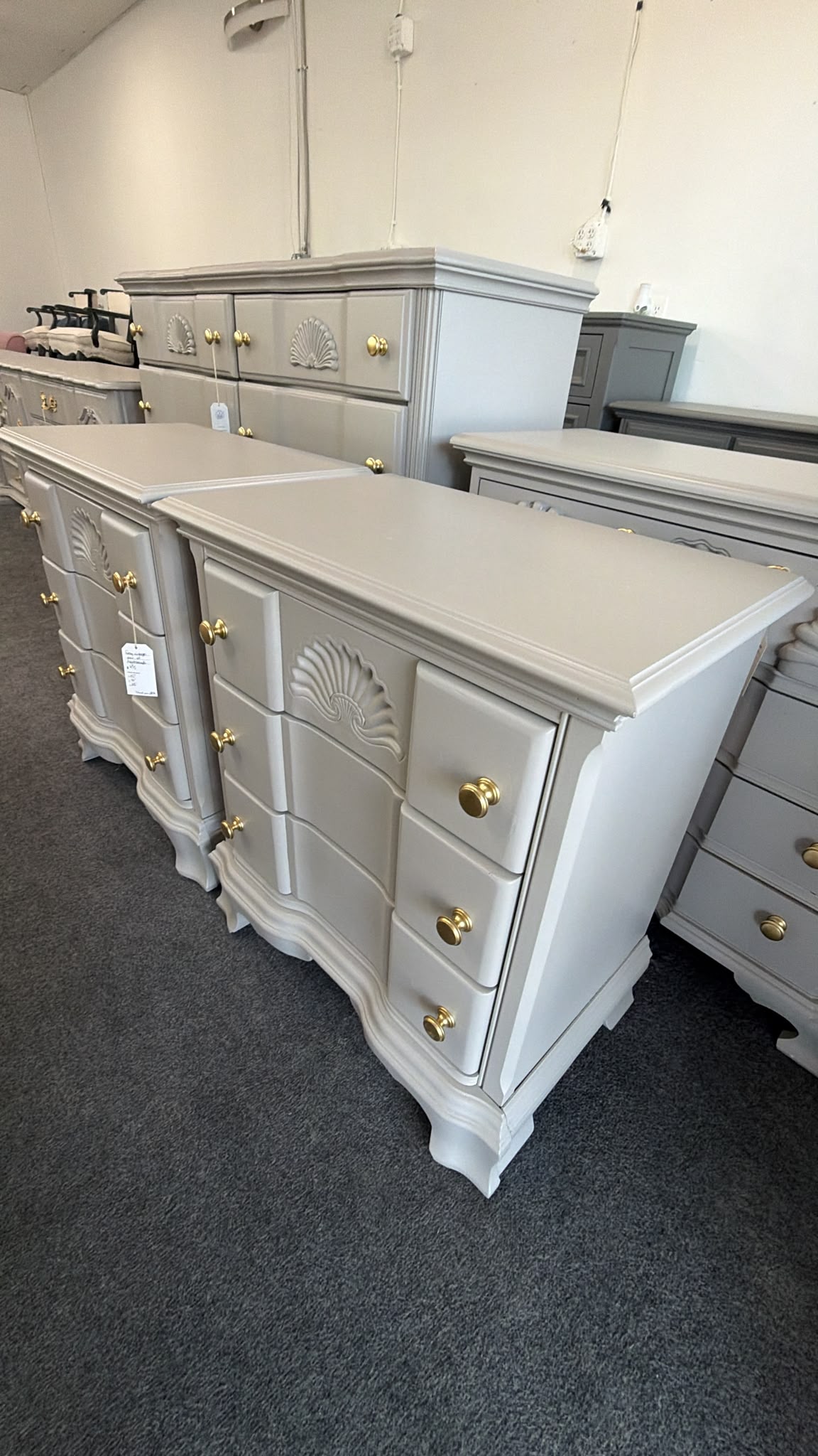 Vintage gray pair of nightstands