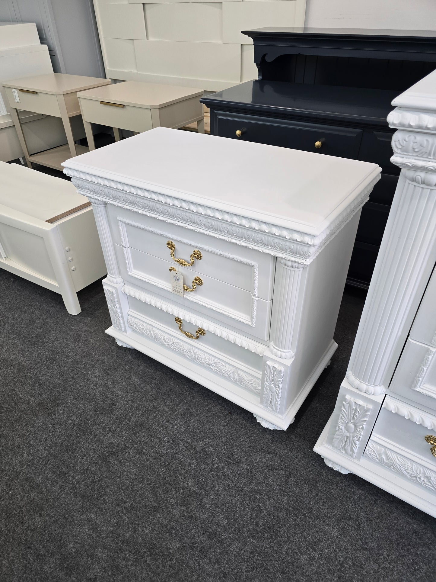 Gorgeous white 3 drawers nightstand