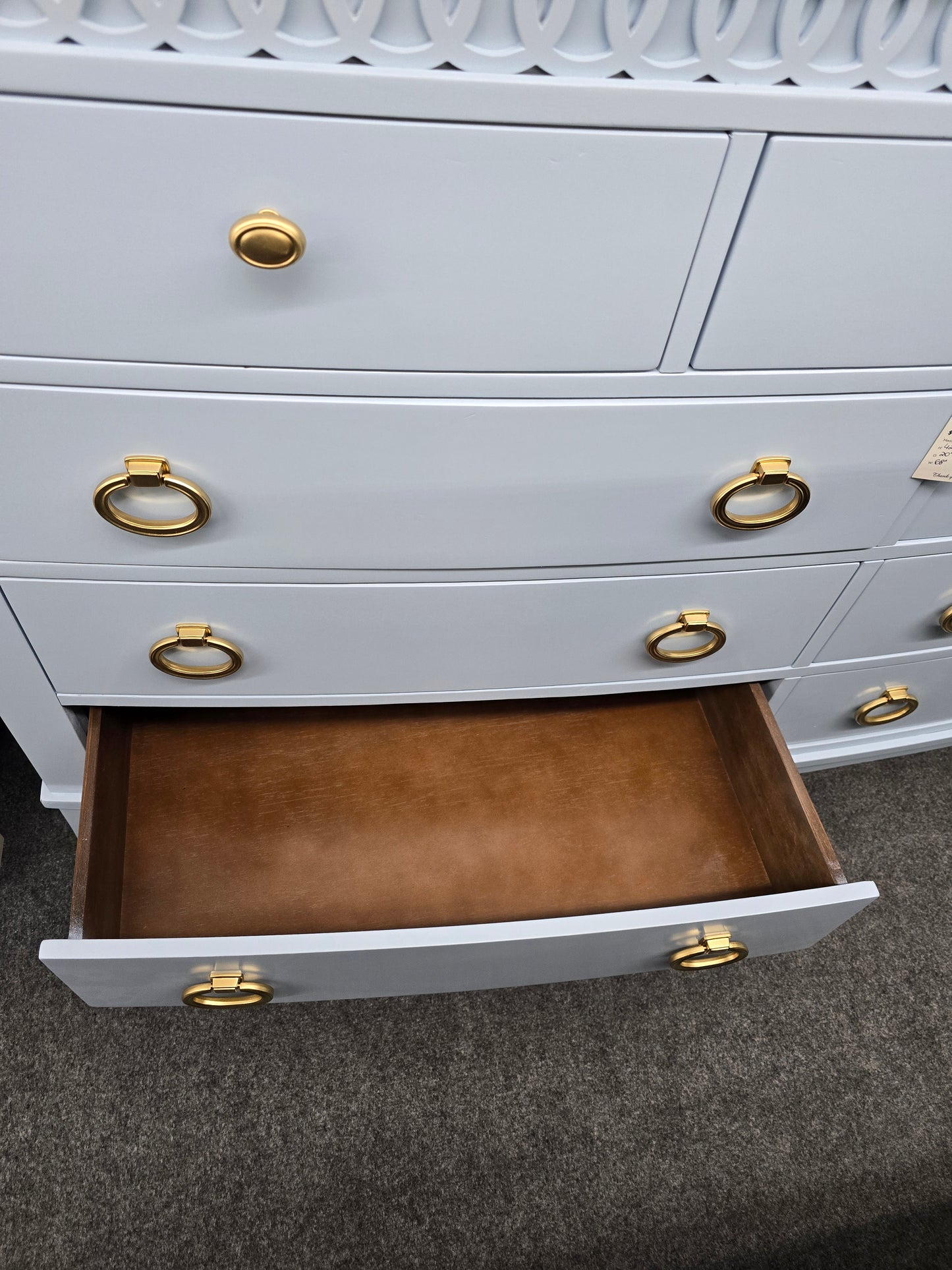 Baby blue Lacquered bowfront dresser