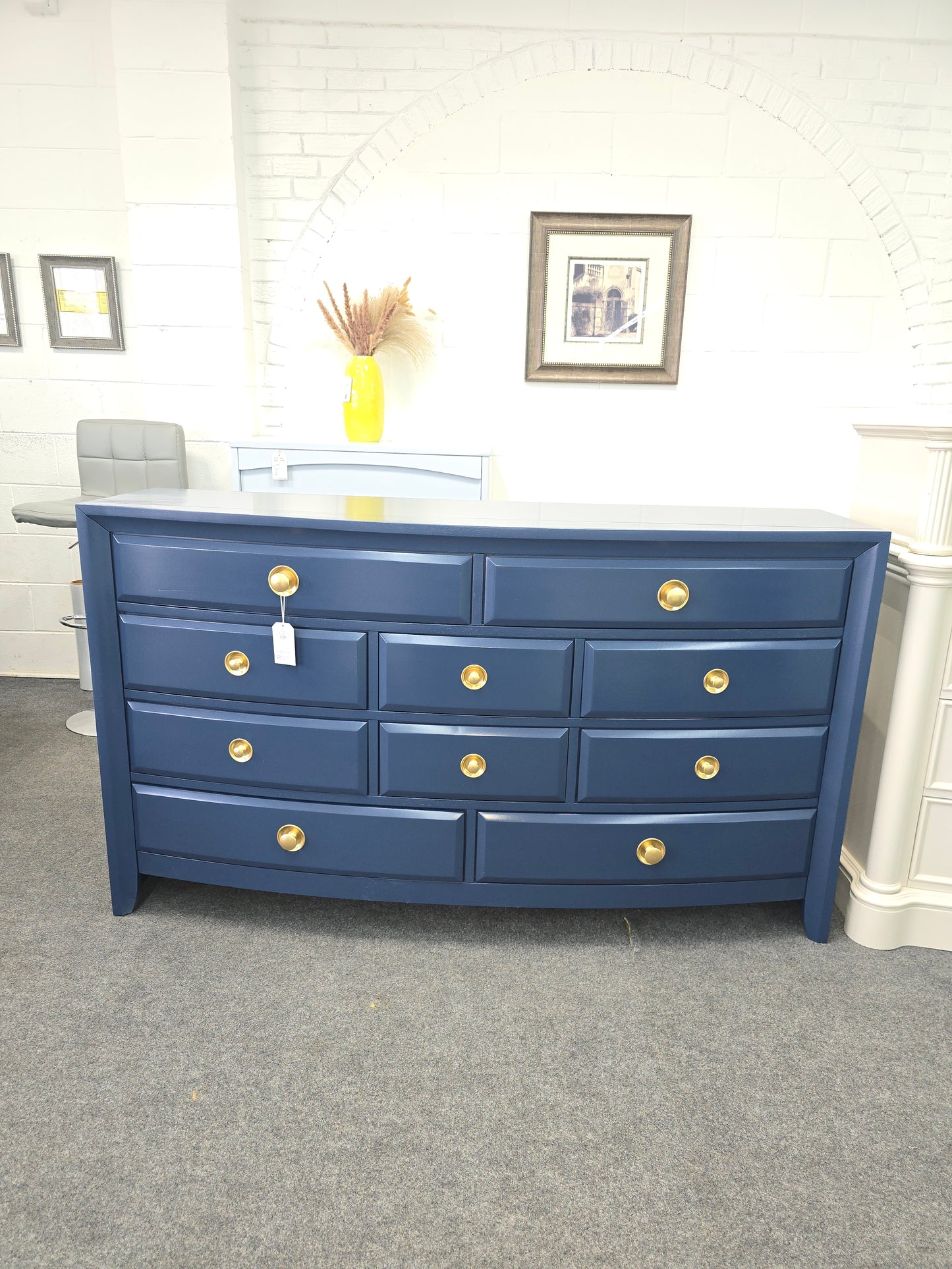 Blue Lacquered 10 drawers dresser